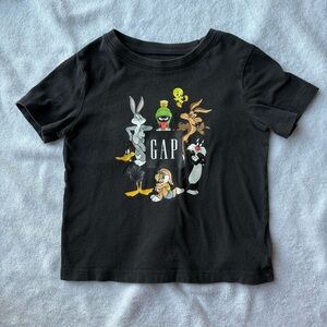 Baby Gap Toddler Boys Short Sleeve Looney Tunes Black T-shirt Size 3T